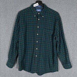 Pendleton Pure Virgin Wool Plaid Flannel Long Sleeve Shirt - Men's Size L Green